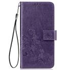 For Huawei Nova 7 Four-leaf Clasp Embossed Buckle Mobile Phone Protection Leather Case with Lanyard & Card Slot & Wallet & Bracket Function(Purple) - 1