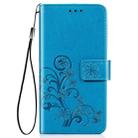 For Huawei Honor 9A Four-leaf Clasp Embossed Buckle Mobile Phone Protection Leather Case with Lanyard & Card Slot & Wallet & Bracket Function(Blue) - 1