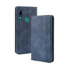 Magnetic Buckle Retro Crazy Horse Texture Horizontal Flip Leather Case for Huawei P Smart Z , with Holder & Card Slots & Photo Frame(Blue) - 1