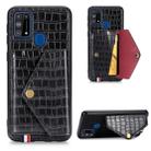 For Samsung Galaxy M31 Crocodile Pattern PU+TPU+PVC Shatter-resistant Mobile Phone Case with Magnetic Invisible Holder & Holder & Card Slots(Black) - 1