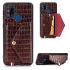 For Samsung Galaxy M31 Crocodile Pattern PU+TPU+PVC Shatter-resistant Mobile Phone Case with Magnetic Invisible Holder & Holder & Card Slots(Brown) - 1