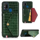 For Samsung Galaxy M31 Crocodile Pattern PU+TPU+PVC Shatter-resistant Mobile Phone Case with Magnetic Invisible Holder & Holder & Card Slots(Blackish Green) - 1