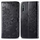 For Huawei Y8P / Enjoy 10S Halfway Mandala Embossing Pattern Horizontal Flip Leather Case with Holder & Card Slots & Wallet & Photo Frame & Lanyard(Black) - 1