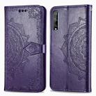 For Huawei Y8P / Enjoy 10S Halfway Mandala Embossing Pattern Horizontal Flip Leather Case with Holder & Card Slots & Wallet & Photo Frame & Lanyard(Purple) - 1