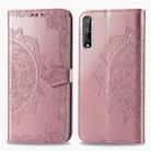 For Huawei Y8P / Enjoy 10S Halfway Mandala Embossing Pattern Horizontal Flip Leather Case with Holder & Card Slots & Wallet & Photo Frame & Lanyard(Rose Gold) - 1