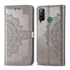 For Huawei Honor Play 4T Halfway Mandala Embossing Pattern Horizontal Flip Leather Case with Holder & Card Slots & Wallet & Photo Frame & Lanyard(Gray) - 1