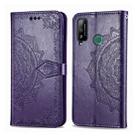 For Huawei Honor Play 4T Halfway Mandala Embossing Pattern Horizontal Flip Leather Case with Holder & Card Slots & Wallet & Photo Frame & Lanyard(Purple) - 1