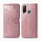 For Huawei Honor Play 4T Halfway Mandala Embossing Pattern Horizontal Flip Leather Case with Holder & Card Slots & Wallet & Photo Frame & Lanyard(Rose Gold) - 1