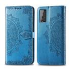 For Huawei Honor Play 4T Pro Halfway Mandala Embossing Pattern Horizontal Flip Leather Case with Holder & Card Slots & Wallet & Photo Frame & Lanyard(Blue) - 1