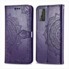 For Huawei Honor Play 4T Pro Halfway Mandala Embossing Pattern Horizontal Flip Leather Case with Holder & Card Slots & Wallet & Photo Frame & Lanyard(Purple) - 1