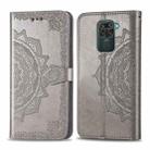 For Xiaomi Redmi 10X /  Note 9 Halfway Mandala Embossing Pattern Horizontal Flip Leather Case with Holder & Card Slots & Wallet & Photo Frame & Lanyard(Gray) - 1