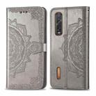 For OPPO Find X2 Pro Halfway Mandala Embossing Pattern Horizontal Flip Leather Case with Holder & Card Slots & Wallet & Photo Frame & Lanyard(Gray) - 1