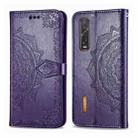 For OPPO Find X2 Pro Halfway Mandala Embossing Pattern Horizontal Flip Leather Case with Holder & Card Slots & Wallet & Photo Frame & Lanyard(Purple) - 1