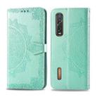 For OPPO Find X2 Pro Halfway Mandala Embossing Pattern Horizontal Flip Leather Case with Holder & Card Slots & Wallet & Photo Frame & Lanyard(Green) - 1