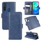 For Motorola Moto G8 Power Dual-side Magnetic Buckle Horizontal Flip Leather Case with Holder & Card Slots & Wallet(Dark Blue) - 1