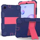 For Samsung Galaxy Tab A 8.4 (2020) Shockproof Two-Color Silicone Protection Case with Holder(Navy+Hot Pink) - 1