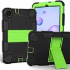 For Samsung Galaxy Tab A 8.4 (2020) Shockproof Two-Color Silicone Protection Case with Holder(Black+Olivine) - 1