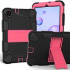For Samsung Galaxy Tab A 8.4 (2020) Shockproof Two-Color Silicone Protection Case with Holder(Black+Hot Pink) - 1