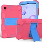 For Samsung Galaxy Tab A 8.4 (2020) Shockproof Two-Color Silicone Protection Case with Holder(Hot Pink+Blue) - 1