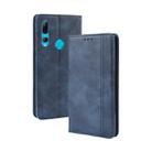 For Huawei Y9 Prime 2019 Magnetic Buckle Retro Crazy Horse Texture Horizontal Flip Leather Case with Holder & Card Slots & Photo Frame(Blue) - 1