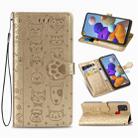 For Samsung Galaxy A21s Lovely Cat and Dog Embossing Pattern Horizontal Flip Leather Case , with Holder & Card Slots & Wallet & Cartoon Clasp & Lanyard(Gold) - 1