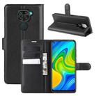 For Xiaomi Redmi Note 9/10X 4G Litchi Texture Horizontal Flip Protective Case with Holder & Card Slots & Wallet(Black) - 1