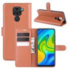 For Xiaomi Redmi Note 9/10X 4G Litchi Texture Horizontal Flip Protective Case with Holder & Card Slots & Wallet(Brown) - 1