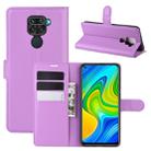 For Xiaomi Redmi Note 9/10X 4G Litchi Texture Horizontal Flip Protective Case with Holder & Card Slots & Wallet(Purple) - 1