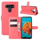 For LG K51 Litchi Texture Horizontal Flip Protective Case with Holder & Card Slots & Wallet(Red) - 1