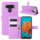 For LG K51 Litchi Texture Horizontal Flip Protective Case with Holder & Card Slots & Wallet(Purple) - 1