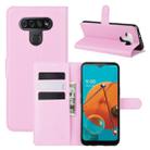 For LG K51 Litchi Texture Horizontal Flip Protective Case with Holder & Card Slots & Wallet(Pink) - 1