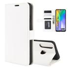 For Huawei Y6p R64 Texture Single Horizontal Flip Protective Case with Holder & Card Slots & Wallet& Photo Frame(White) - 1