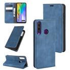 For Huawei Y6p Retro-skin Business Magnetic Suction Leather Case with Holder & Card Slots & Wallet(Dark Blue) - 1