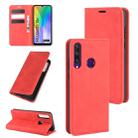 For Huawei Y6p Retro-skin Business Magnetic Suction Leather Case with Holder & Card Slots & Wallet(Red) - 1