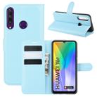 For Huawei Y6p Litchi Texture Horizontal Flip Protective Case with Holder & Card Slots & Wallet(Blue) - 1