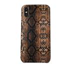 For iPhone X/XS Snake Skin Pattern PU+PVC Material Shockproof Mobile Protective Case(Light Brown) - 1
