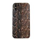 For iPhone XS Max Snake Skin Pattern PU+PVC Material Shockproof Mobile Protective Case(Deep Brown) - 1