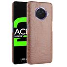 For OPPO Ace2 Shockproof Crocodile Texture PC + PU Case(Brown) - 1