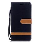 Color Matching Denim Texture Leather Case for Xiaomi Redmi Note 5A, with Holder & Card Slots & Wallet & Lanyard(Black) - 1
