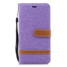 Color Matching Denim Texture Leather Case for Xiaomi Redmi Note 5A, with Holder & Card Slots & Wallet & Lanyard(Purple) - 1