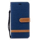 Color Matching Denim Texture Leather Case for Xiaomi Redmi Note 5A, with Holder & Card Slots & Wallet & Lanyard(Dark Blue) - 1