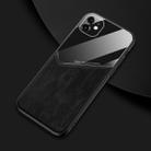 For iPhone 11 All-inclusive Leather + Organic Glass Phone Case with Metal Iron Sheet(Black) - 1