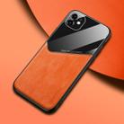 For iPhone 11 Pro All-inclusive Leather + Organic Glass Phone Casewith Metal Iron Sheet(Orange) - 1