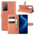 For Huawei Honor X10 5G Litchi Texture Horizontal Flip Protective Case with Holder & Card Slots & Wallet(Brown) - 1