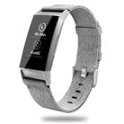 For Fitbit Charge 3 Watch Nylon Canvas Strap Plastic Connector Length: 21cm(Gray) - 1