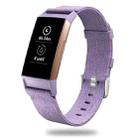 For Fitbit Charge 3 Watch Nylon Canvas Strap Plastic Connector Length: 21cm(Lavender) - 1
