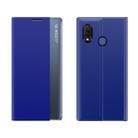 For Huawei P30 Pro Side Window Display Comes with Sleep Function / Stand Plain Cloth Flip Phone Case(Sky Blue) - 1