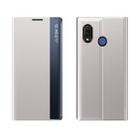 For Huawei P20 Lite Side Window Display Comes with Sleep Function / Stand Plain Cloth Flip Phone Case(Silver) - 1