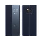 For Huawei Mate 20 Side Window Display Comes with Sleep Function / Stand Plain Cloth Flip Phone Case(Dark Blue) - 1