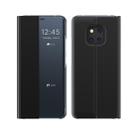 For Huawei Mate 20 Side Window Display Comes with Sleep Function / Stand Plain Cloth Flip Phone Case(Black) - 1